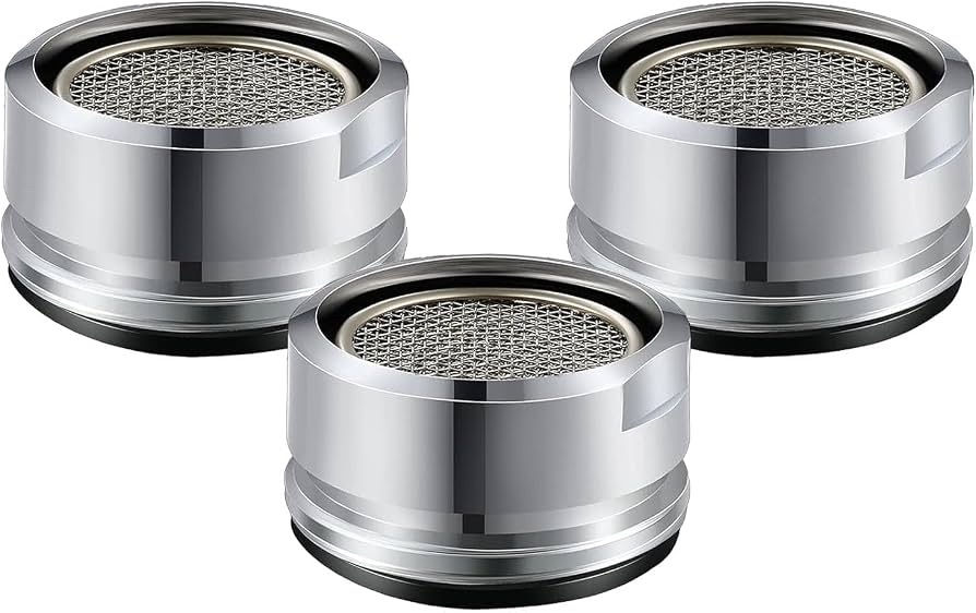 Three mirror-chrome brass tap aerator attachments